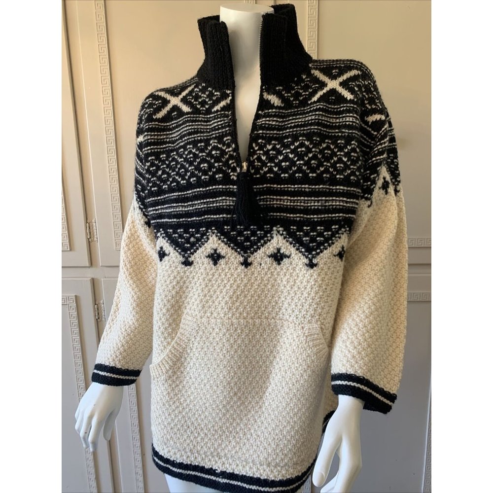 Vintage Ralph Lauren Sweater Medium Black / Ivory Skiing